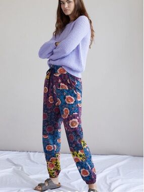 Anthropologie Women's Floral Vintage Patchwork Knit Pants Multicolor Sz(XS)